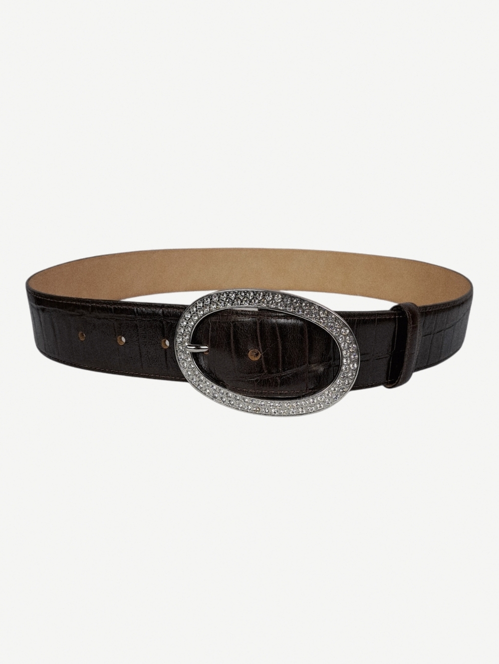 Canterbury Golf Croc-Embossed Leather Rhinestone Belt‎